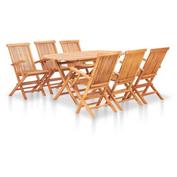 Set mobilier de exterior pliabil 7 piese lemn masiv de tec