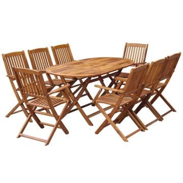 Set mobilier de exterior pliabil 9 piese lemn masiv de acacia