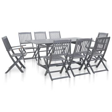 Set mobilier de grădină 9 piese gri lemn masiv de acacia