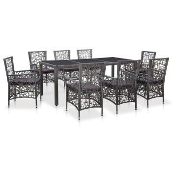 Set mobilier de grădină 9 piese gri poliratan