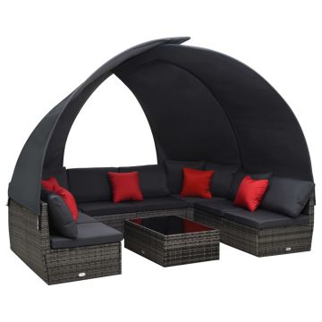 Set mobilier de grădină cu copertină 9 piese antracit poliratan