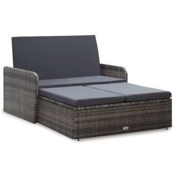 Set mobilier de grădină cu perne 2 piese gri poliratan