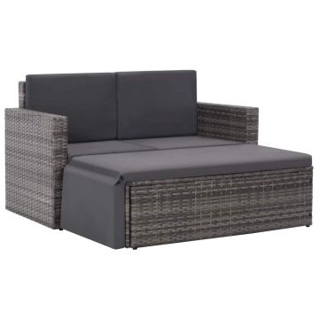Set mobilier de grădină cu perne 2 piese gri poliratan