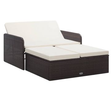 Set mobilier de grădină cu perne 2 piese maro poliratan