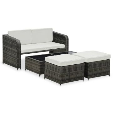 Set mobilier de grădină cu perne 4 piese antracit poliratan