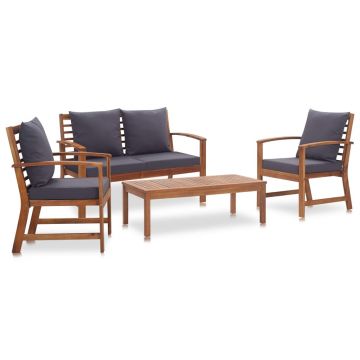 Set mobilier de grădină cu perne 4 piese lemn masiv de acacia