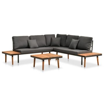 Set mobilier de grădină cu perne 4 piese lemn masiv de acacia