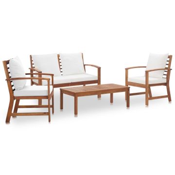 Set mobilier de grădină cu perne 4 piese lemn masiv de acacia