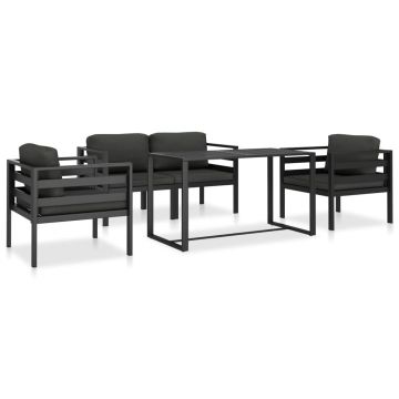 Set mobilier de grădină cu perne 5 piese antracit aluminiu