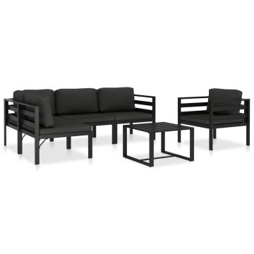 Set mobilier de grădină cu perne 6 piese antracit aluminiu