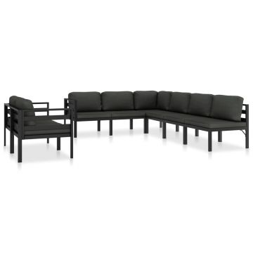 Set mobilier de grădină cu perne 8 piese antracit aluminiu