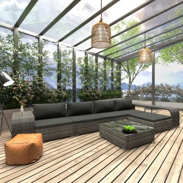 Set mobilier de grădină cu perne 8 piese gri poliratan