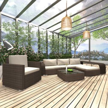 Set mobilier de grădină cu perne 8 piese maro poliratan