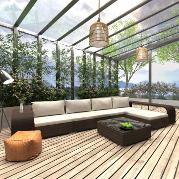 Set mobilier de grădină cu perne 8 piese maro poliratan