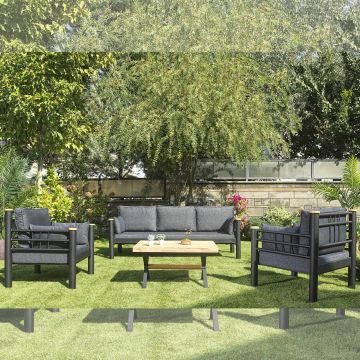 Set mobilier de gradina, Heaven, Kappis (3+1+1), Negru / Antracit