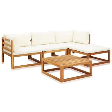 Set mobilier grădină cu perne 5 piese lemn masiv acacia