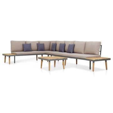 Set mobilier grădină cu perne 5 piese maro lemn masiv acacia