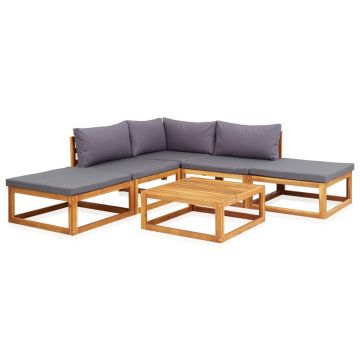 Set mobilier grădină cu perne 6 piese lemn masiv acacia
