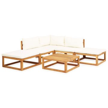 Set mobilier grădină cu perne 6 piese lemn masiv acacia