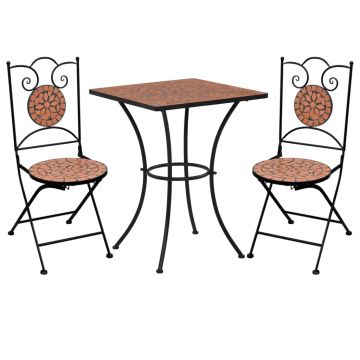 Set de bistro mozaic 3 piese cărămiziu placă ceramică