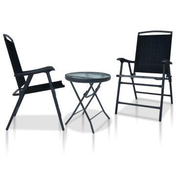 Set mobilier bistro 3 piese negru oțel