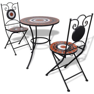 Set mobilier bistro 3 piese teracotă/alb plăci ceramice