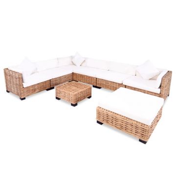 Set mobilier cu canapea 27 piese culoare naturală ratan