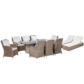 Set mobilier de exterior 11 piese maro poliratan