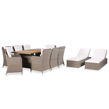 Set mobilier de exterior 11 piese poliratan