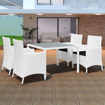 Set mobilier de exterior 5 piese alb crem poliratan