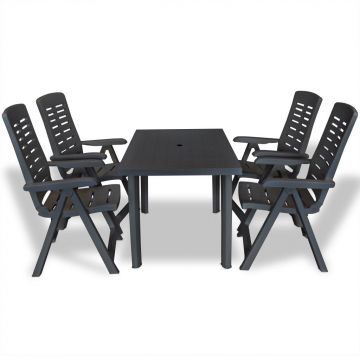Set mobilier de exterior 5 piese antracit plastic