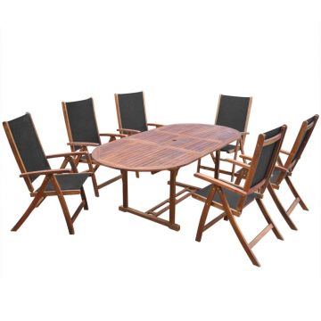 Set mobilier de exterior 7 piese lemn masiv de acacia