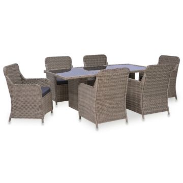 Set mobilier de exterior 7 piese maro poliratan