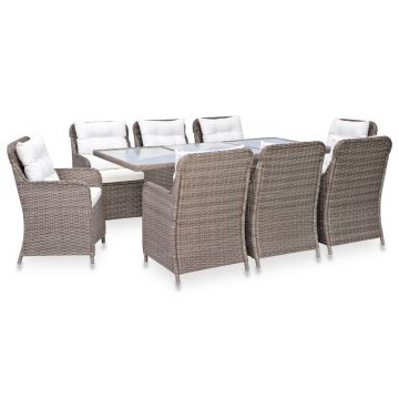 Set mobilier de exterior 9 piese maro poliratan