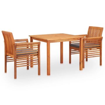 Set mobilier de exterior cu perne 3 piese lemn masiv de acacia