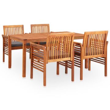 Set mobilier de exterior cu perne 5 piese lemn masiv de acacia