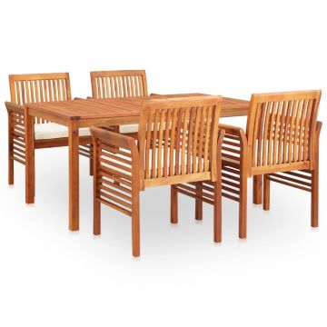 Set mobilier de exterior cu perne 5 piese lemn masiv de acacia