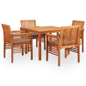 Set mobilier de exterior cu perne 5 piese lemn masiv de acacia