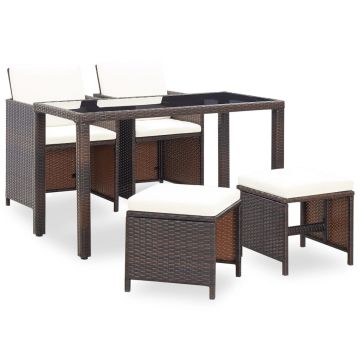 Set mobilier de exterior cu perne 5 piese maro poliratan