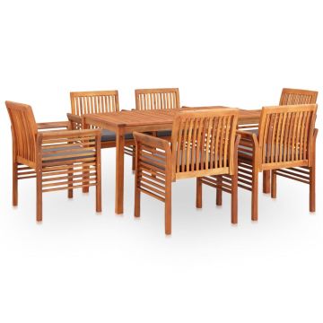 Set mobilier de exterior cu perne 7 piese lemn masiv de acacia