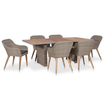 Set mobilier de exterior cu perne 7 piese poliratan