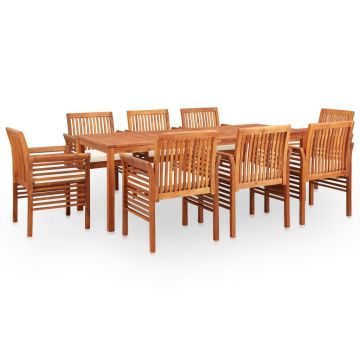 Set mobilier de exterior cu perne 9 piese lemn masiv de acacia