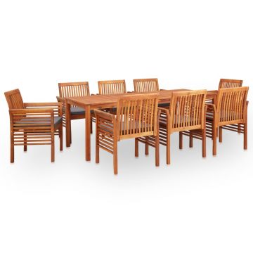 Set mobilier de exterior cu perne 9 piese lemn masiv de acacia