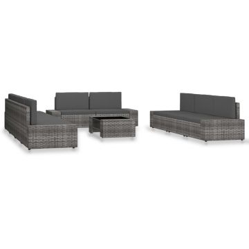 Set mobilier de grădină 10 piese gri poliratan