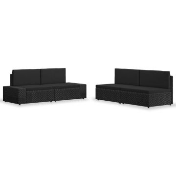 Set mobilier de grădină 4 piese negru poliratan