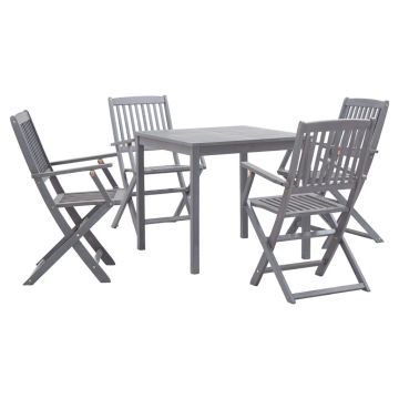 Set mobilier de grădină 5 piese gri lemn masiv de acacia