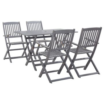 Set mobilier de grădină 5 piese gri lemn masiv de acacia
