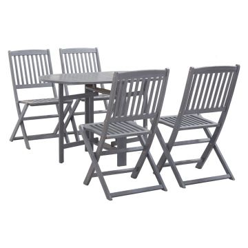Set mobilier de grădină 5 piese gri lemn masiv de acacia