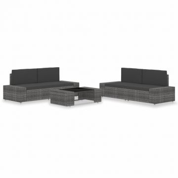 Set mobilier de grădină 5 piese gri poliratan