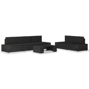 Set mobilier de grădină 6 piese negru poliratan